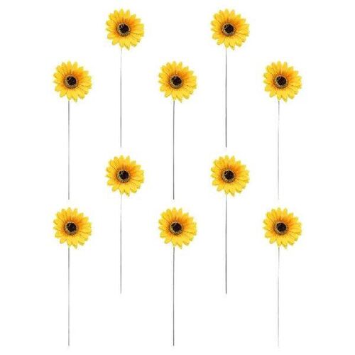 10pcs Sunflower Garden Decoration Stakes MetalFlower Lawn
