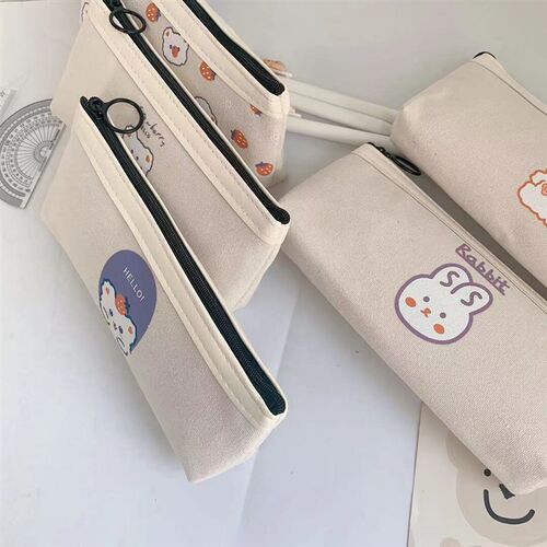 1 Pcs Kawaii Pencil Case Bear Canvas Pencil Box Pencilcase