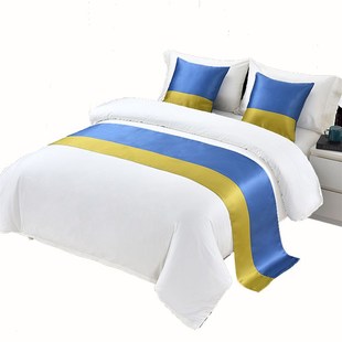 经典拼接宾馆酒店名宿卧室家用床上用品纯色床旗床尾巾床尾毯床盖