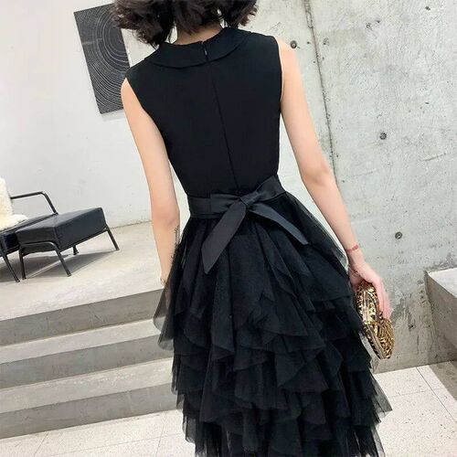 Novelty Black Evening Party Dress Elegant Slim Prom Gowns Te
