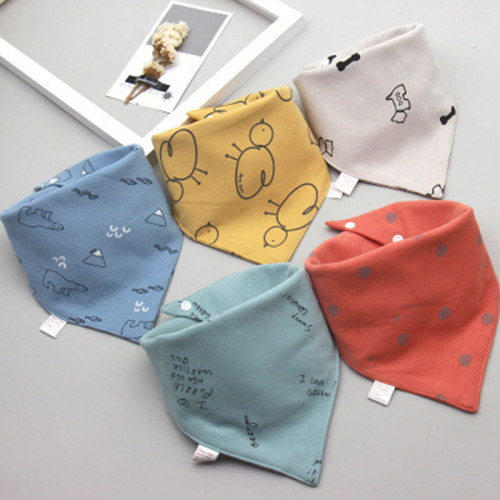 New Baby Bibs Triangle Double Cotton Bibs Cartoon Print Sali
