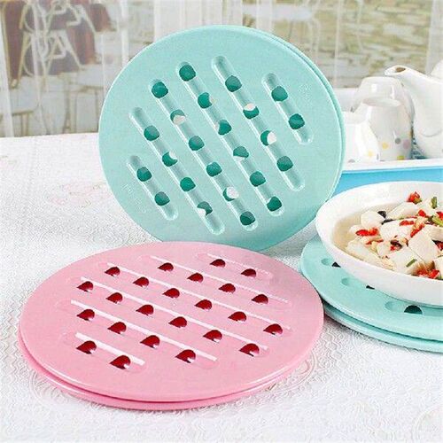 2pcs Round Plastic Placemats -slip Heat Insulation Table
