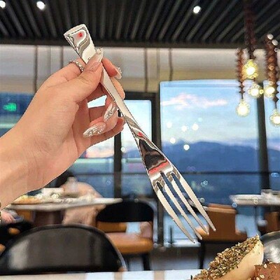Stainless Steel Dinner Fork Long Handle Table Forks Korean