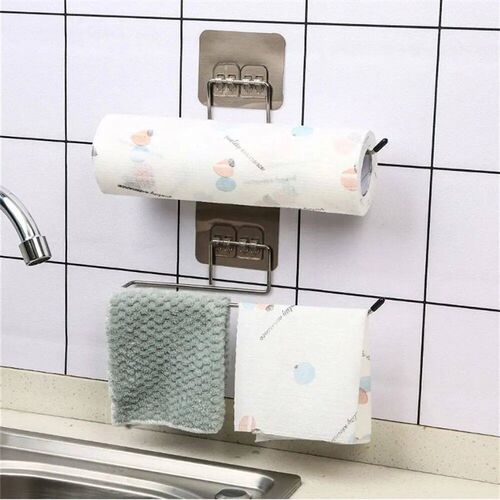 2PCS Kitchen Paper Towel Holder Adhesive Toilet Paper Rack T