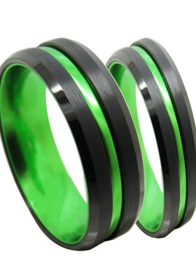 New Design 6/8mm Width Mens Green Plated Black Tungsten Carb