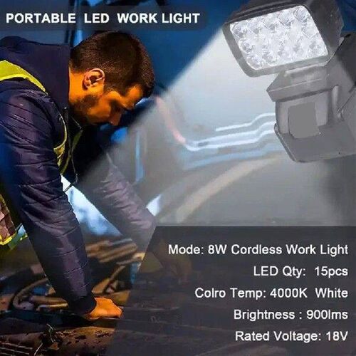8W 18V LED Lamp Work Light Flashlight For Makita/Dewalt