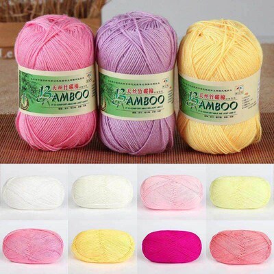 50g Soft Thick Fiber Yarn Bamboo Cotton Yarn Crochet Yarn B