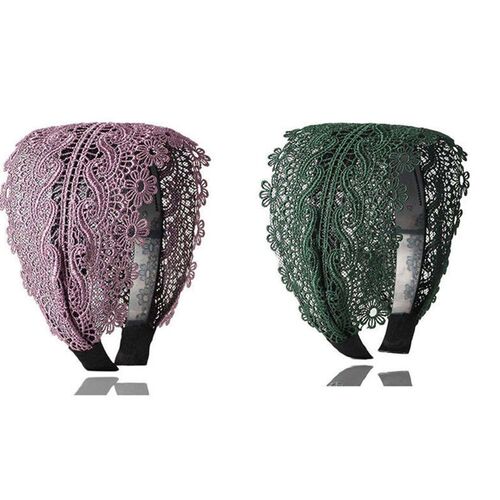 Wide Women Hairband Solid Lace Turban Solid Elastic Hair Ban