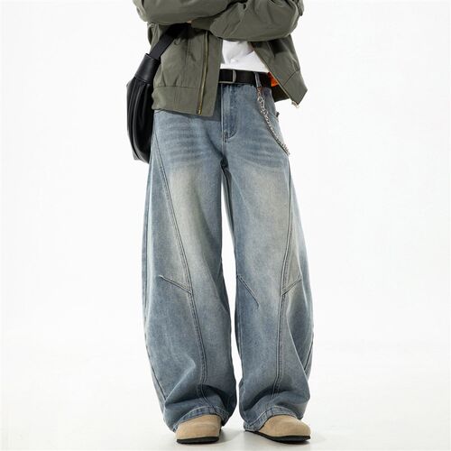 Split Structure Retro Washed Scimitar Jeans Mens Fashion Br