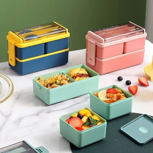 Portable Bento Box, 2-layers 1400ML Sealed Insulated Microwa
