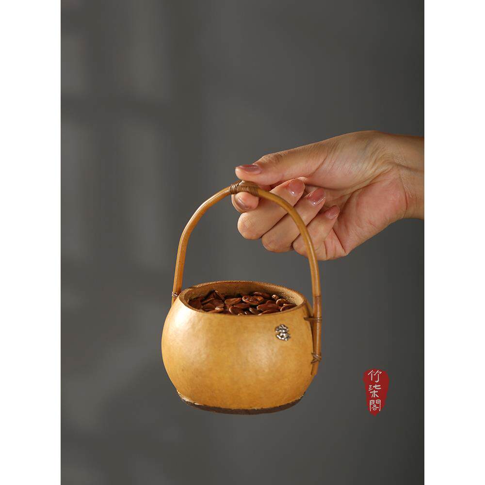 创意手工竹编葫芦提篮小筐收纳竹子竹篮点心盒茶具收纳篮子