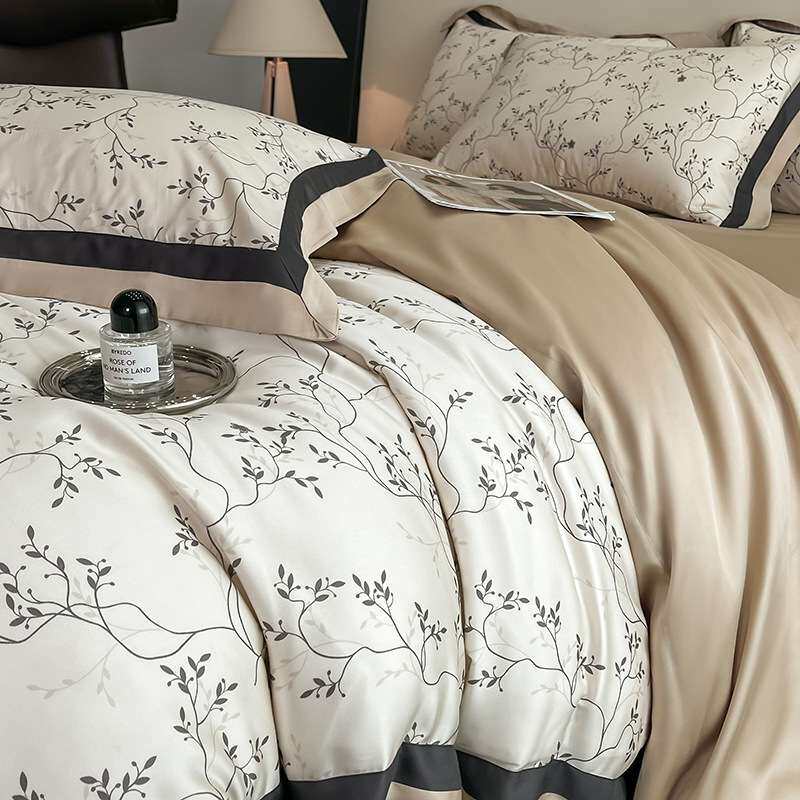 60s兰精天丝印花四件套夏季裸睡凉感丝滑被套床单床上用品套件4