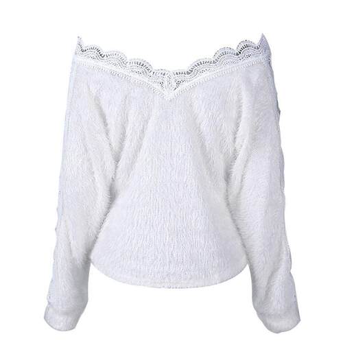 Winter Womens Sweaters Knitted Pullover V-neck Hollow Jumpe