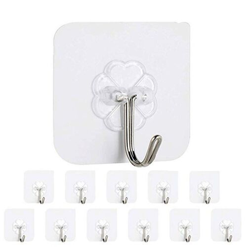 12pcs/ Set Transparent Hook Strong Seamless ers Wall Hook Ki