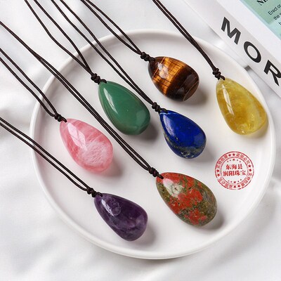 Natural Crystal Raw Stone Polished Drop-Shaped Polished Pend