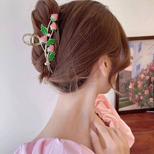 New Korean Vintage Flowers Large Metal Hair Claw Clip tail W