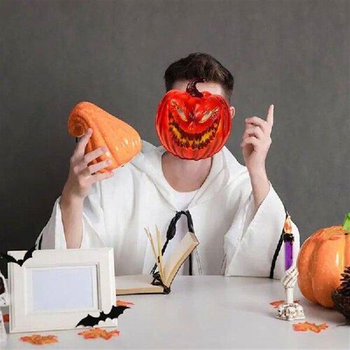 Pumpkin Head Cover Ghost Cosplay Face Masquerade Halloween