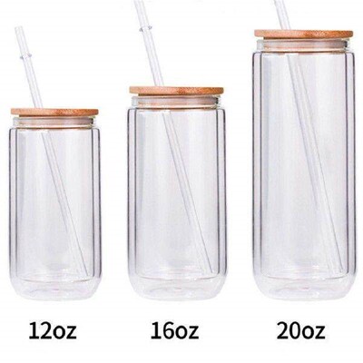 Coffee Cups with Lid Glassware and Straw Smoothie Water