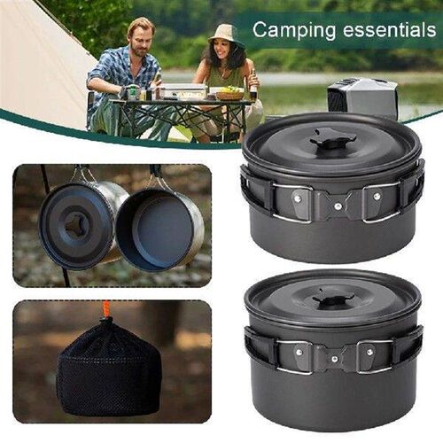 Portable Camping Pot with Lid and Folding Handle Camping