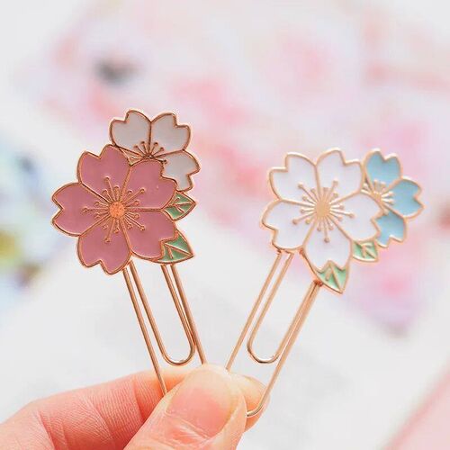 1 pcs Romantic Cherry Blossom Bookmark Metal Reading Book ma