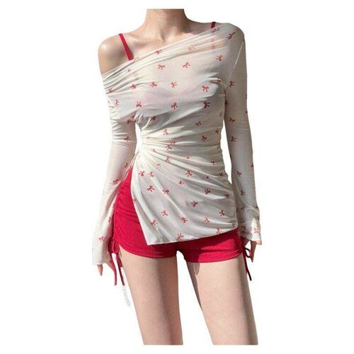 Honey swimsuit womens long sleeved halter top bikini