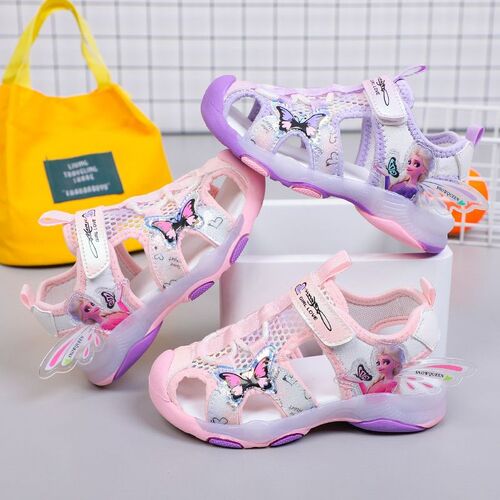 Girls Sandals Lights Summer Style Childrens Anti-skid Soft
