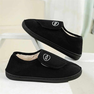 House Shoes for Men Suede Leather Slippers Non-Slip Slip-on