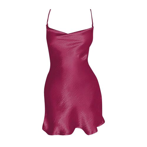 Dresses Satin Drape Sleeveless Strappy Mini Dress Ladies