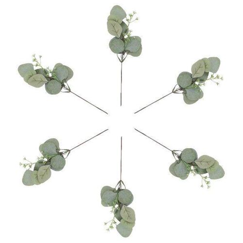 6 Pcs Artificial Green Leaves Plant Decor Living Room
