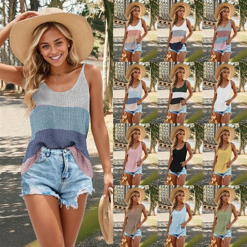 2025 Fashion Round Neck Hanger lor-blocking Fashion Vest Wom