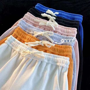 Shorts Mens Half Label Pant Beach Casual Thin Waffle Summer