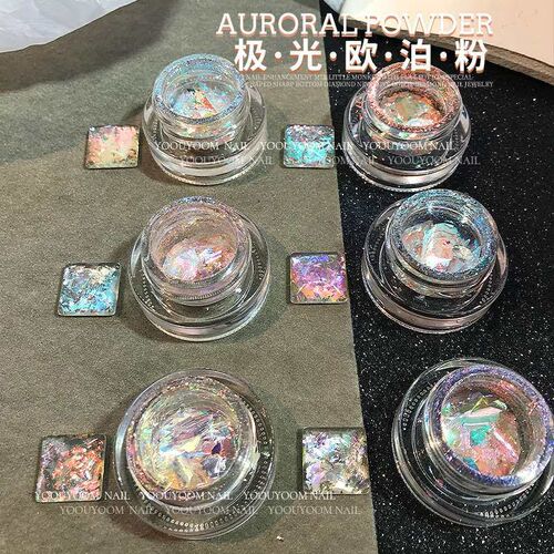 New Nail Art Moonlight Opal Powder Aurora Brocade Powder Gli