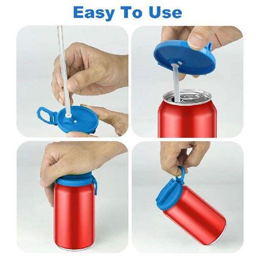 Soda Can Lids with Straws Silicone Beverage Can Cover