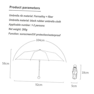 Mini Pocket Umbrella Women UV Small Umbrellas 260g Rain Wome