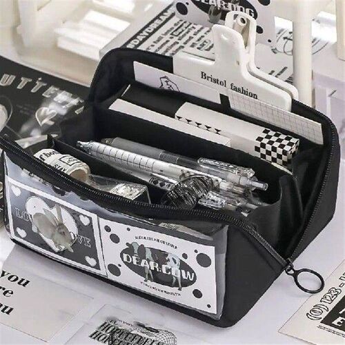 Chic Solid Color Pencil Case Kawaii Exquisite Transparent