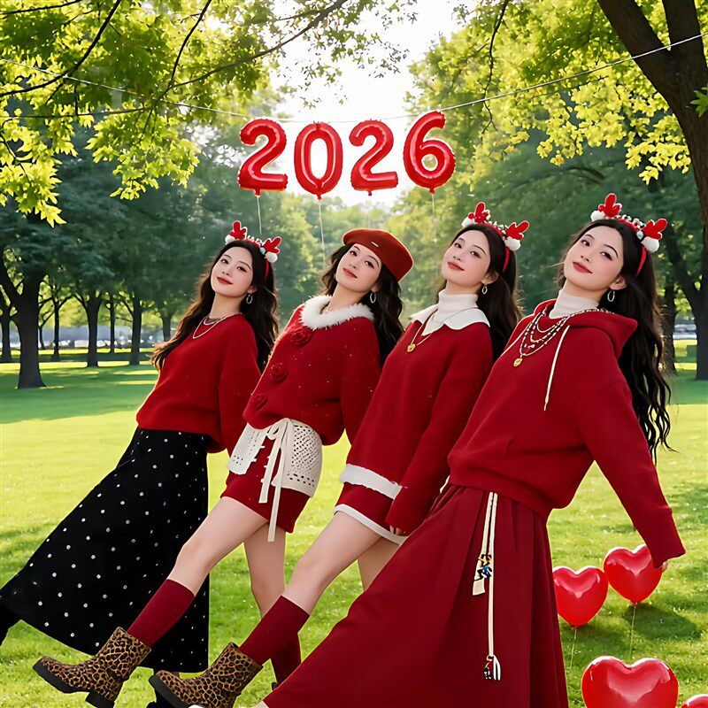 工厂好物【闺蜜拍照神器】2026气球数字红色新年拍摄道具跨年出片