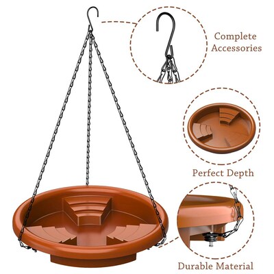 12 Inch Bird feeder Hanging Bird Bath with fountain Outdoor