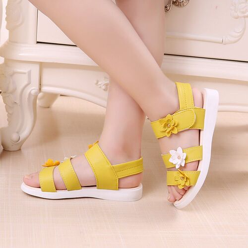 Girls Sandals Gladiator Flowers Sweet Soft Children Beach Sh