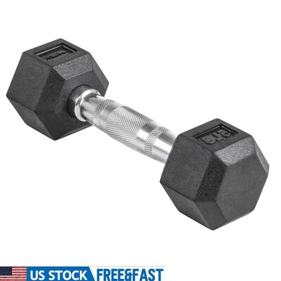 Hex Dumbbell 5lbs Rubber Coated Ergonomic Handle Weight Trai