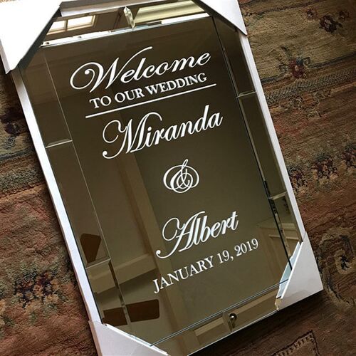Wedding Welcome Mirror Vinyl Sticker Simple Design Personali
