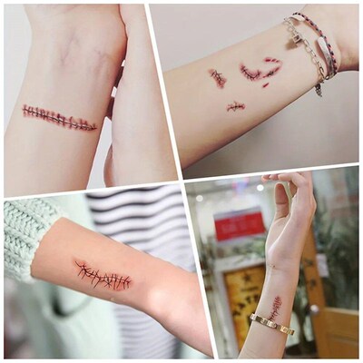10 Sheet Halloween Terror Wound Temporary Tattoo Waterproof