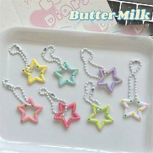 1PC Cute Candy Color Stars Keychain Minimalist Hollow Star