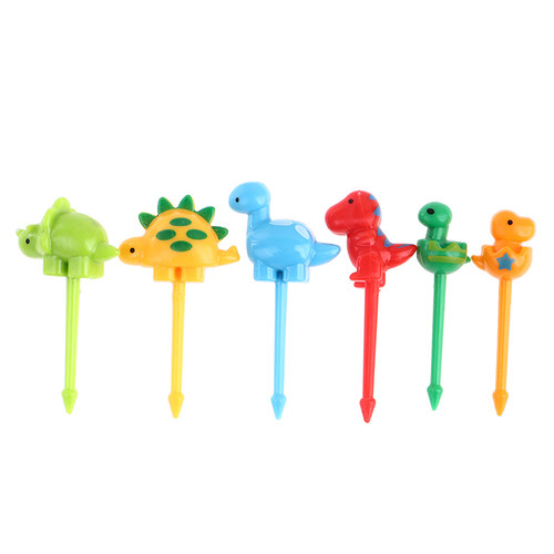 6/8/10pcs Animal Farm Dinosaur Fruit Fork Mini Cartoon Child