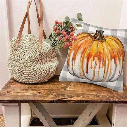 Autumn Pillow Covers 18 X 18 Inches Pumpkins Thankful Fall