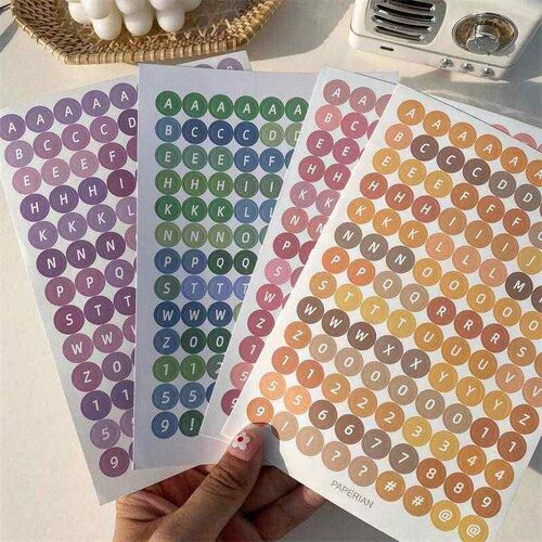 Goka round letter sticker cute color gradient self-adhesive