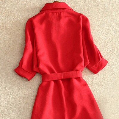 Casual Tunic Shirt Dress Woman Solid Dress Summer Office