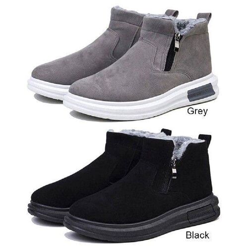 Men Snow Boots High Top Shoes with Zipper Plush Short Boots