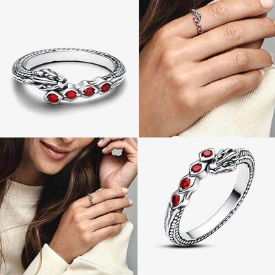 Dragon Family Crown Ring Sparkling Dragon Ring game of Thron