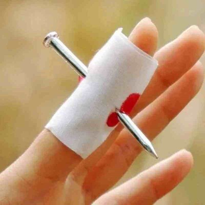 New Prank Joke Toys Fake Nail Through Finger Trick Halloween