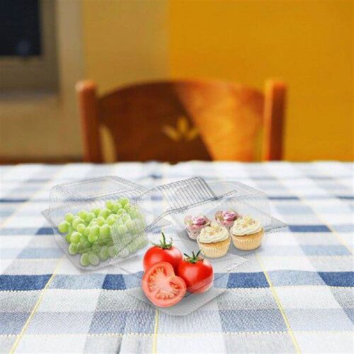 New 150 Pcs Plastic Hinged Take Out Containers Clear Cake